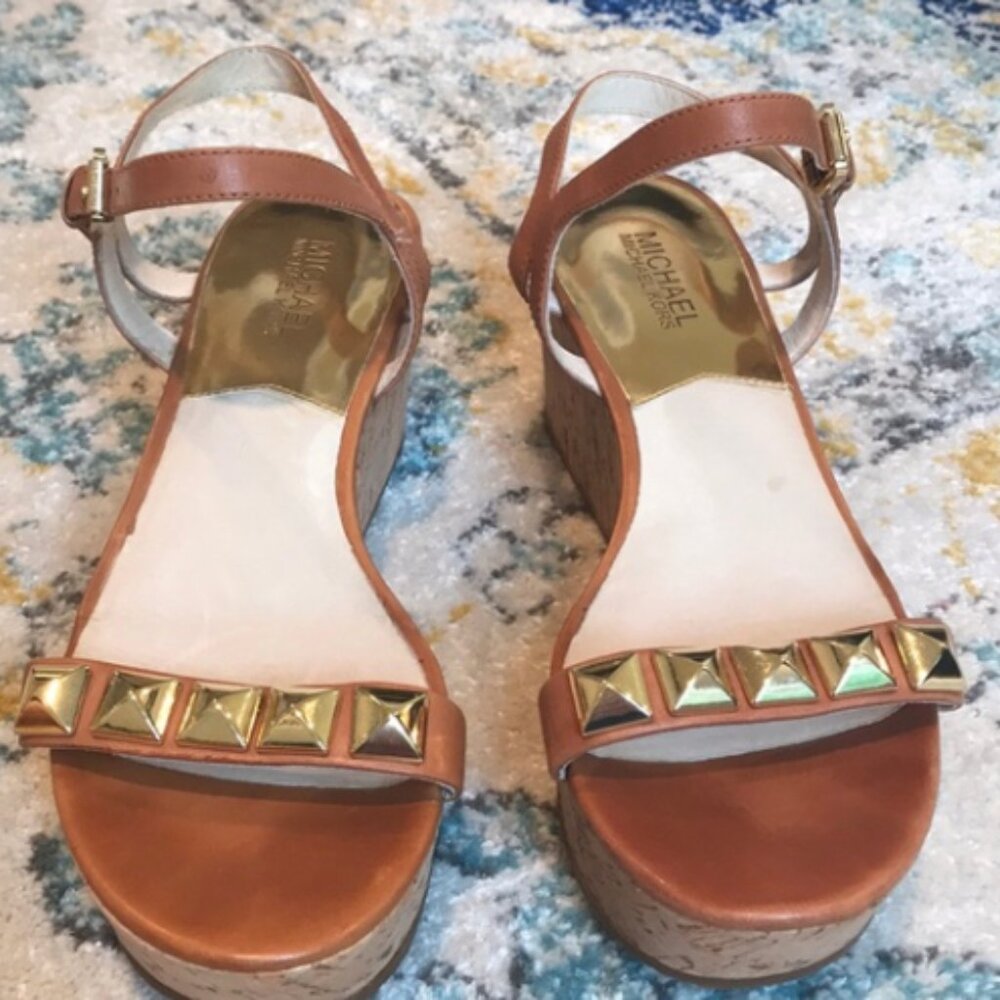 Michael Kors Gold Studded Wedges size 9